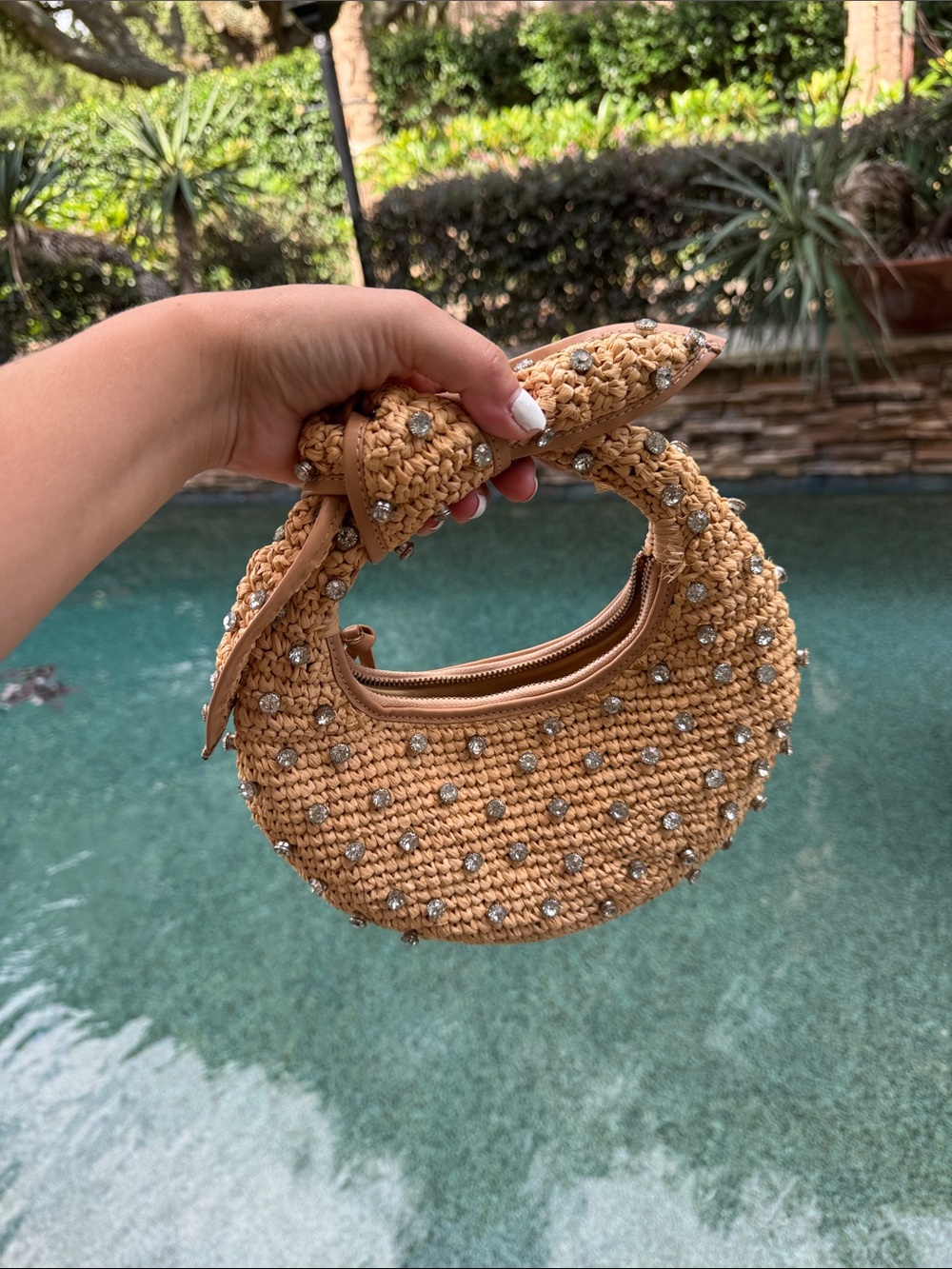 Josie Embellished Raffia Bag